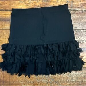 Ann Taylor Black Fringe Ruffle Mini Skirt Size 6